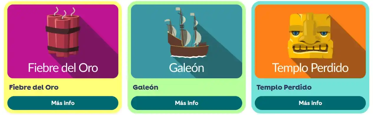 Juegos de tragamonedas: Fiebre del Oro, Galeón y Templo Perdido