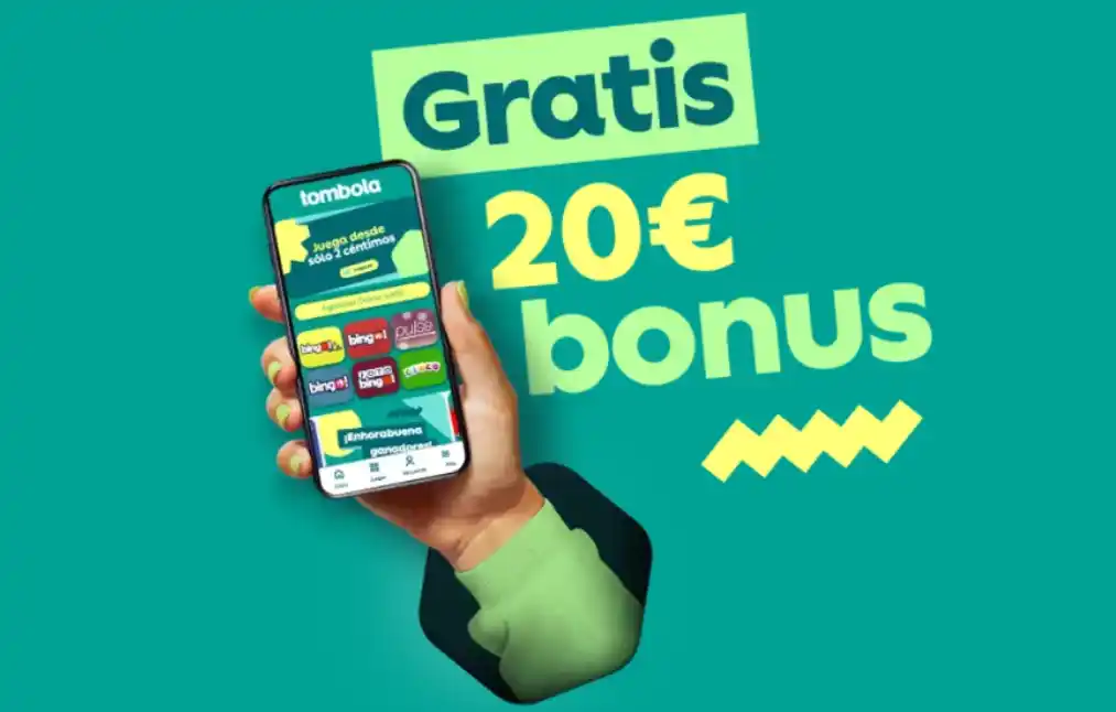 Oferta de bono gratis de 20 € con imagen de teléfono móvil